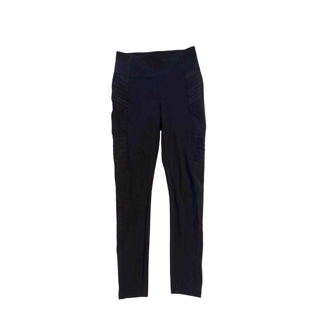 Women S Athleta Delancey Moto Tight Black Leggings Pants Stretch Ankle Zip